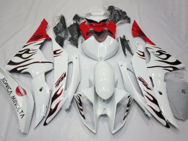 Cheap 2008-2016 Yamaha YZF R6 Motorcycle Fairings - White Red Black Flame