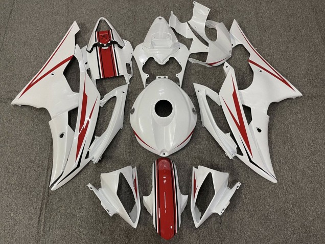 2008-2016 Yamaha YZF R6 Motorcycle Fairing - Pearl White Red