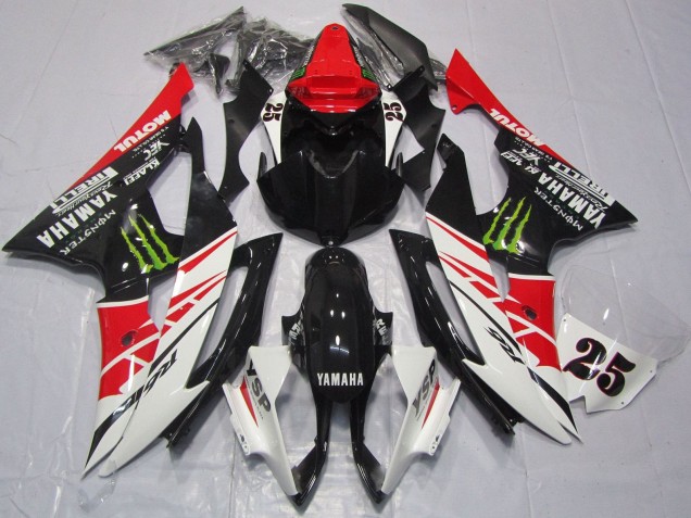 2008-2016 Yamaha YZF R6 Motorcycle Fairings - White Red Glossy Black Green Monster 25