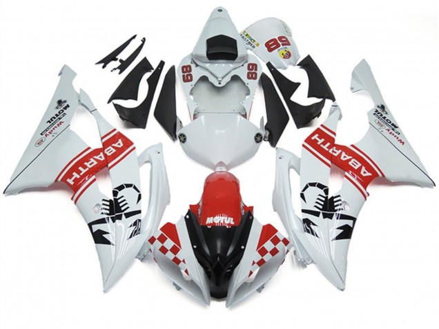 2008-2016 Yamaha YZF R6 Motorcycle Fairings - White Red Black Motul Michelin Abarth 89