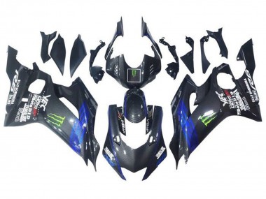 Cheap 2017-2023 Yamaha YZF R6 Motorcycle Fairings - Blue Black Faux Carbon Fiber Green Monster