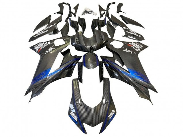2017-2023 Yamaha YZF R6 Motorcycle Fairings - Blue Black Faux Carbon Fiber