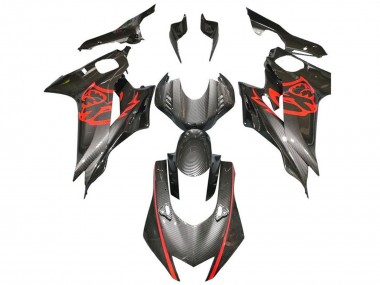 Cheap 2017-2023 Yamaha YZF R6 Motorcycle Fairings - Red Black Faux Carbon Fiber