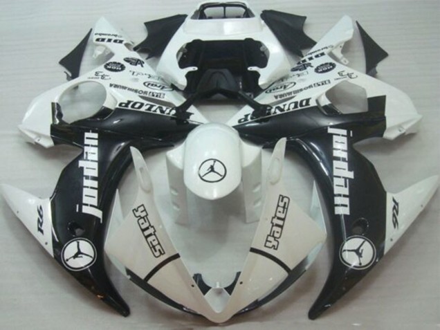 2005 Yamaha YZF R6 Motorcycle Fairings - White Glossy Black Jordan Dunlop