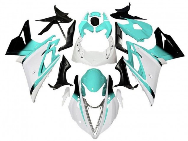 2013-2016 Triumph Daytona 675 Triple Motorcycle Fairings - White Turquoise Blue Glossy Black