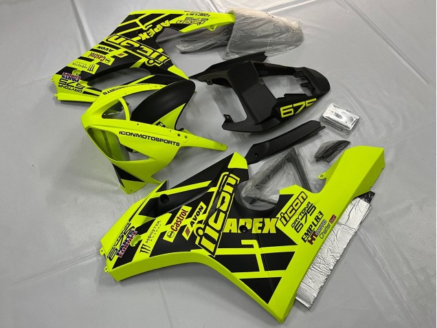 2006-2008 Triumph Daytona 675 Triple Motorcycle Fairings - Yellow Matte Black