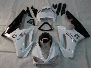 Cheap 2009-2012 Triumph Daytona 675 Triple Motorcycle Fairings - White Glossy Black Motul