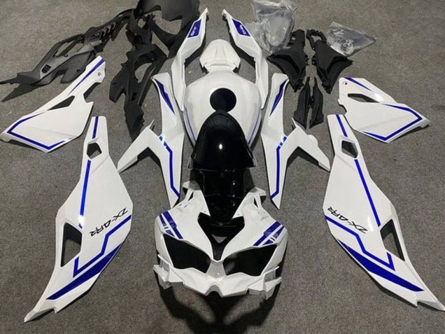 2019-2025 Kawasaki ZX4R ZX-4RR Motorcycle Fairings - White Blue Stripe