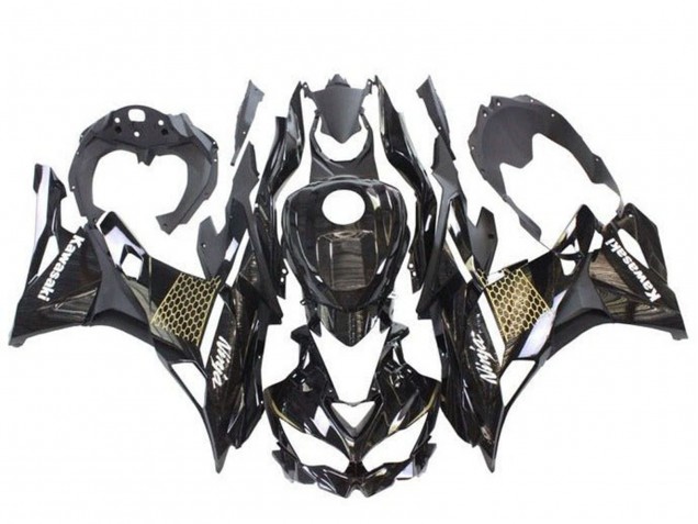 2019-2025 Kawasaki ZX4R ZX-4RR Motorcycle Fairings - Glossy Black White Gold