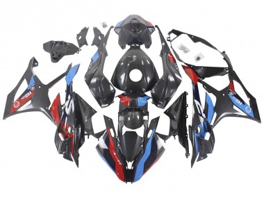Cheap 2023-2024 BMW S1000RR Motorcycle Fairings - Blue Red Carbon Fiber