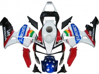 Cheap 2003-2004 Honda CBR600RR Bike Fairings - White Red Blue Glossy Black EuroBet