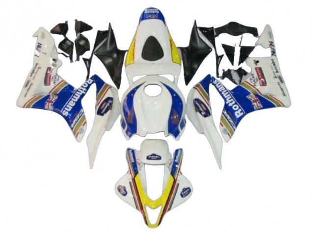 2007-2008 Honda CBR600RR Motorcycle Fairings - White Blue Yellow Rothmans