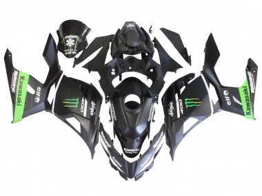 Cheap 2018-2024 Kawasaki EX400 Motorcycle Fairings - Matte Black Green Monster Showr Snow