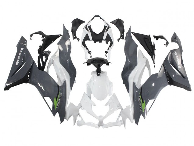2019-2022 Kawasaki ZX6R Motorcycle Fairings - White Grey Green