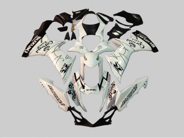 2011-2024 Suzuki GSXR 600/750 Motorcycle Fairings - White Black Alstare Corona Extra Motul