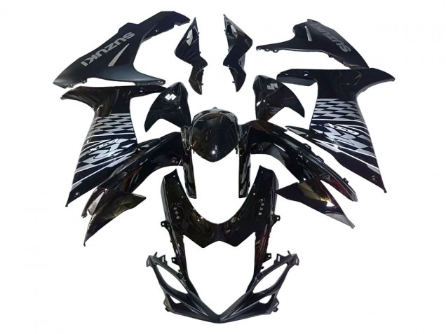 2011-2024 Suzuki GSXR 600/750 Motorcycle Fairings - Glossy Black Silver