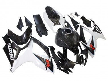 Cheap 2006-2007 Suzuki GSXR 600/750 Motorcycle Fairings - Black White Carbon Fiber Style