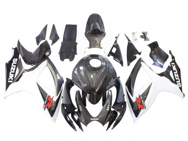 Cheap 2006-2007 Suzuki GSXR 600/750 Motorcycle Fairings - Black White Carbon Fiber Style