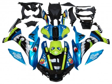 Cheap 2015-2019 Yamaha YZF R1 Motorcycle Fairings - Blue Green Black Shark