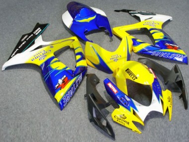 Cheap 2006-2007 Suzuki GSXR 600/750 Motorcycle Fairings - White Blue Yellow Corona Alstare