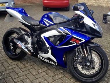 Cheap 2006-2007 Suzuki GSXR 750 Motorcycle Fairings - White Blue Black Stripe