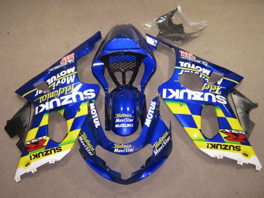 Cheap 2000-2002 Suzuki GSXR 1000 Motorcycle Fairings - Blue Yellow White Telefonica MoviStar