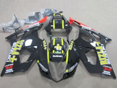 Cheap 2003-2004 Suzuki GSXR 1000 Motorcycle Fairings - Glossy Black Red Yellow Rizla