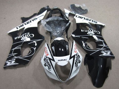 Cheap 2003-2004 Suzuki GSXR 1000 Motorcycle Fairings - White Glossy Black Corona Extra Motul