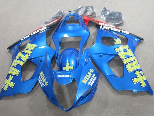 2003-2004 Suzuki GSXR 1000 Motorcycle Fairings - Blue Yellow Black Rizla