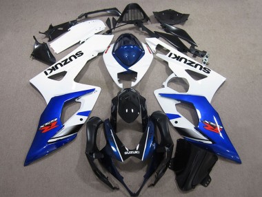 Cheap 2005-2006 Suzuki GSXR 1000 Bike Fairings - White Blue Glossy Black