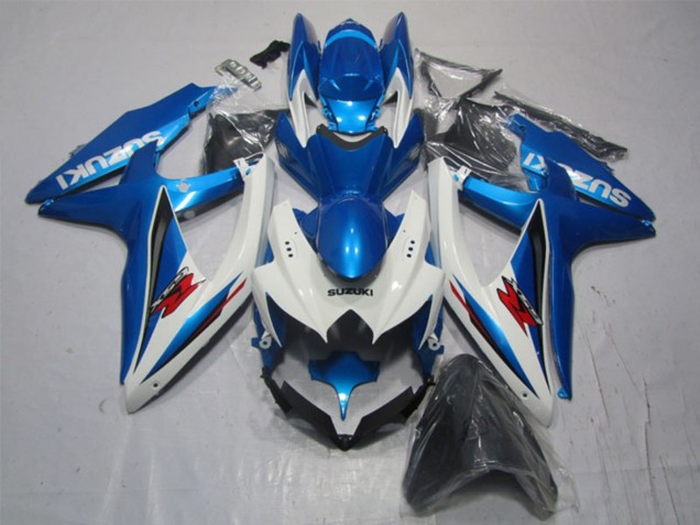 2007-2008 Suzuki GSXR 1000 Motorcycle Fairing - White Blue Red