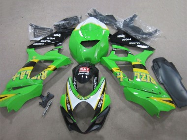 Cheap 2007-2008 Suzuki GSXR 1000 Motorcycle Fairings - Green White Yellow Black Rizla Q8 Oils