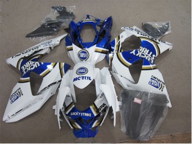 Cheap 2009-2016 Suzuki GSXR 1000 Motorcycle Fairings - White Blue Lucky Strike Motul