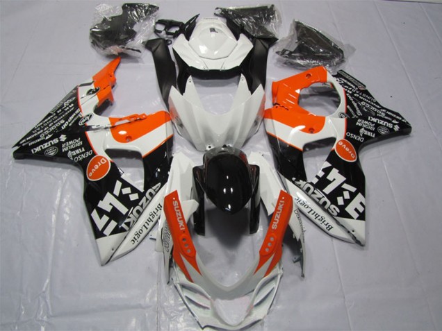 2009-2016 Suzuki GSXR 1000 Motorcycle Fairings - White Orange Black Bright Logic