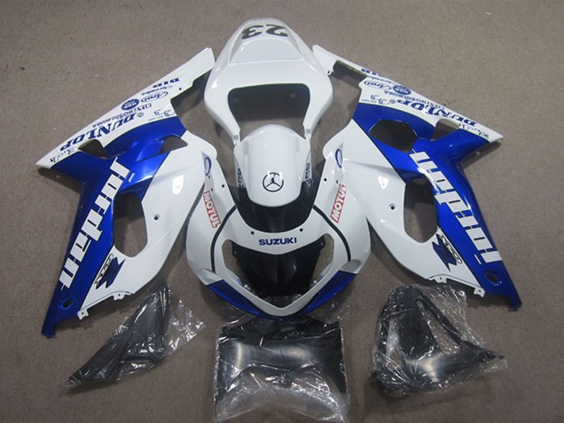 2001-2003 Suzuki GSXR 600 Motorcycle Fairings - White Blue Jordan Motul