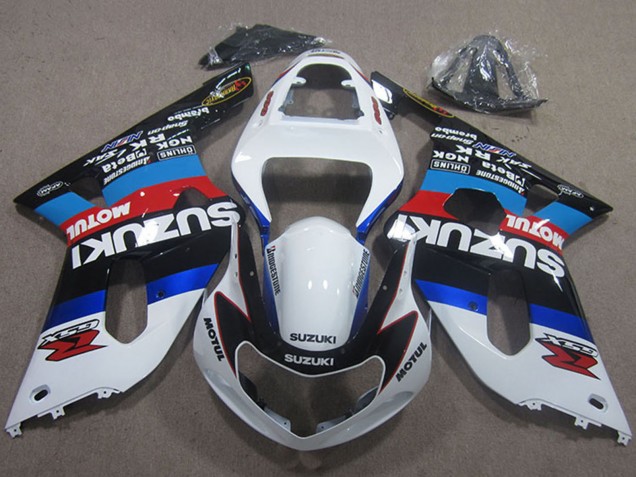 2001-2003 Suzuki GSXR 600 Motorcycle Fairings - White Blue Red Black Motul