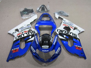 Cheap 2001-2003 Suzuki GSXR 600 Motorcycle Fairings - White Blue Black Motul