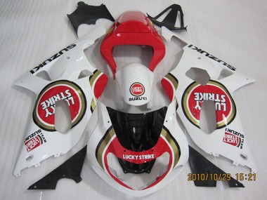 Cheap 2001-2003 Suzuki GSXR 600 Motorcycle Fairings - White Red Lucky Strike