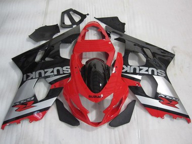 Cheap 2004-2005 Suzuki GSXR 600 Motorcycle Fairings - Red Silver Glossy Black