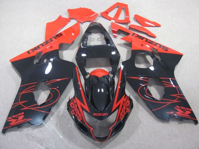 2004-2005 Suzuki GSXR 600 Motorcycle Fairings - Glossy Black Red