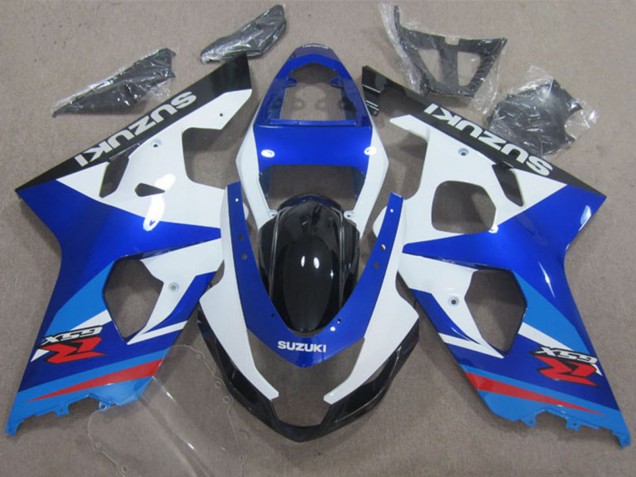 2004-2005 Suzuki GSXR 600 Motorcycle Fairings - White Blue Red