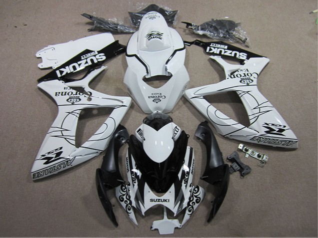 2006-2007 Suzuki GSXR 600 Motorcycle Fairings - White Black Corona Extra