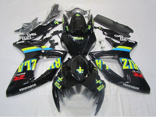 2006-2007 Suzuki GSXR 600 Motorcycle Fairings - Glossy Black Yellow Rizla Red