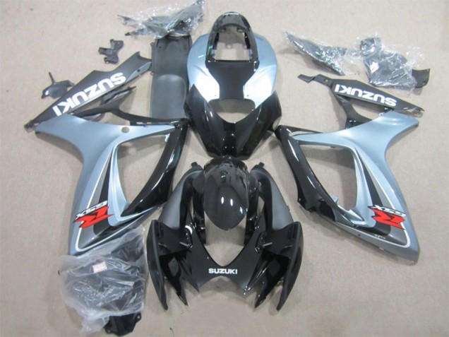 2006-2007 Suzuki GSXR 600 Motorcycle Fairings - Grey Glossy Black