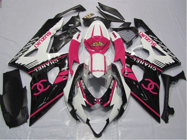 2006-2007 Suzuki GSXR 600 Motorcycle Fairings - White Pink Black Chanel