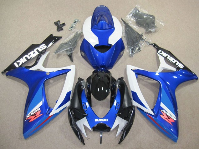 2006-2007 Suzuki GSXR 600 Motorcycle Fairing - White Blue Glossy Black Red
