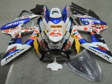Cheap 2008-2010 Suzuki GSXR 600 Motorcycle Fairings - White Blue Orange Alstare Dark Dog