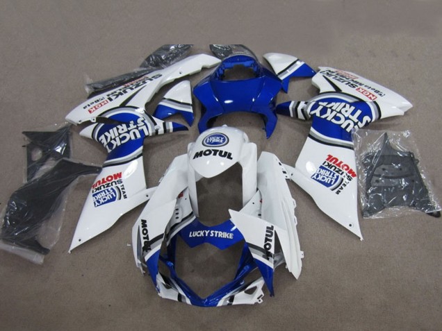 2011-2024 Suzuki GSXR 600 Motorcycle Fairings - Blue White Lucky Strike Motul