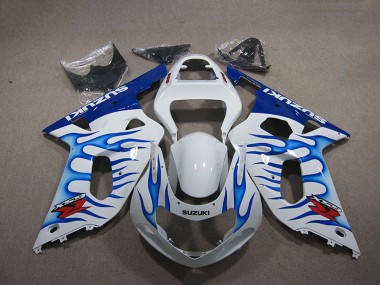 Cheap 2001-2003 Suzuki GSXR 750 Motorcycle Fairings - White Blue Flame