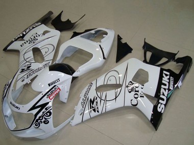 Cheap 2001-2003 Suzuki GSXR 750 Motorcycle Fairings - White Black Alstare Corona Extra Motul